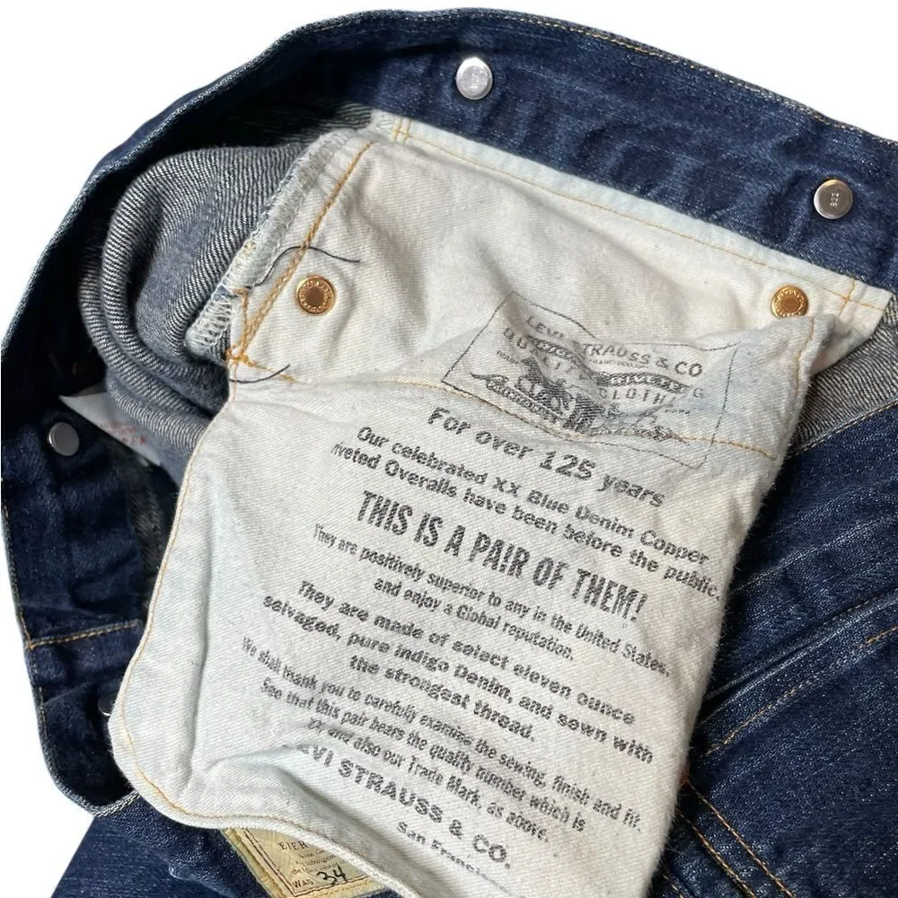 RARE LIMITED EDITION Selvedge Vintage Levi's 1873 Reproduction Jeans Size 34